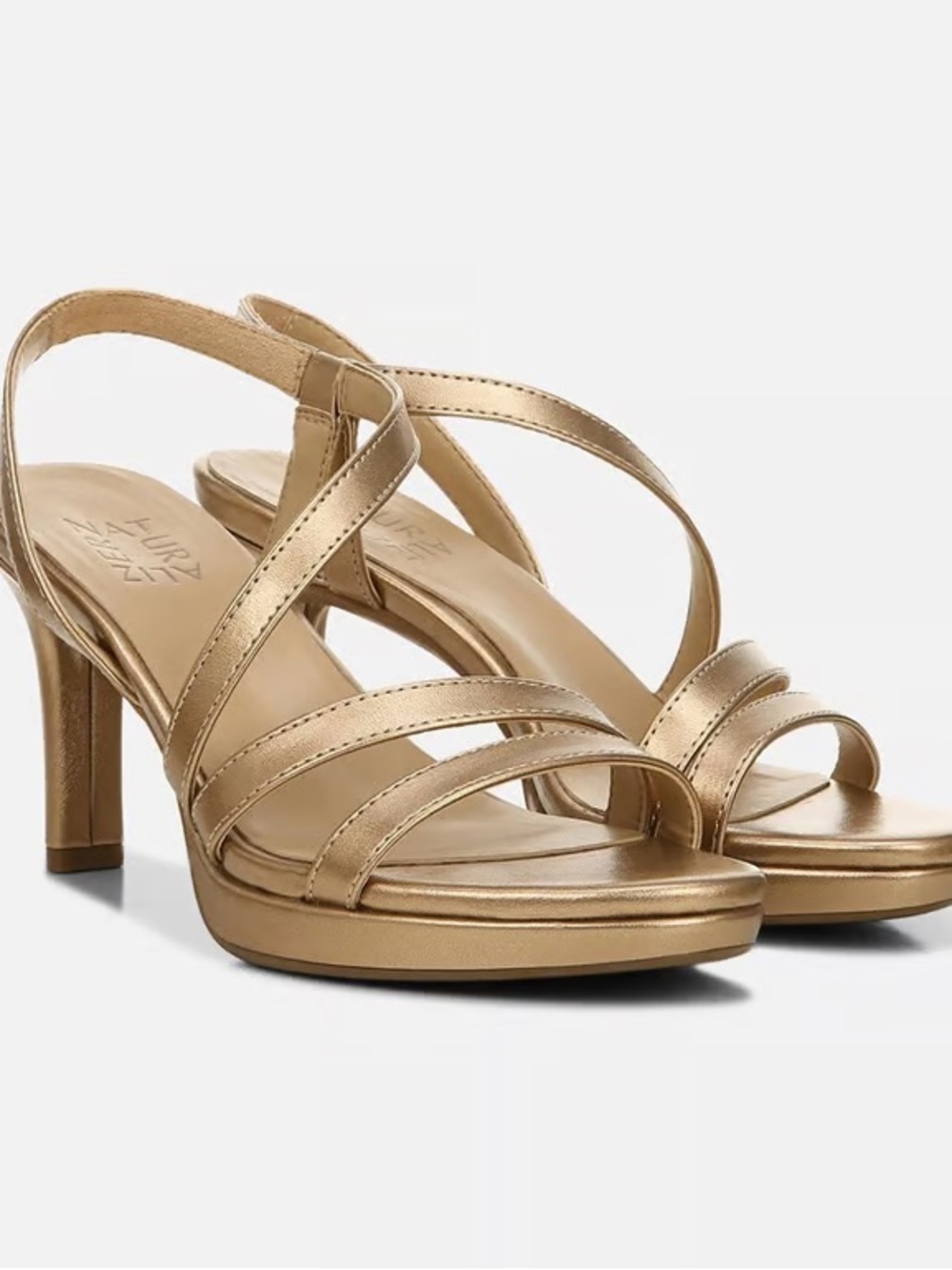 Naturalizer Metallic Gold Strappy Slingback Heels